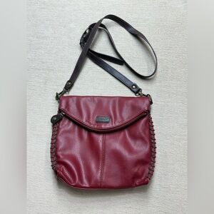 Chala Red Crossbody Bag with Brown Accents